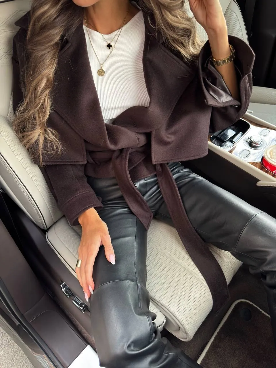 A leather jacket made from coat fabric 1