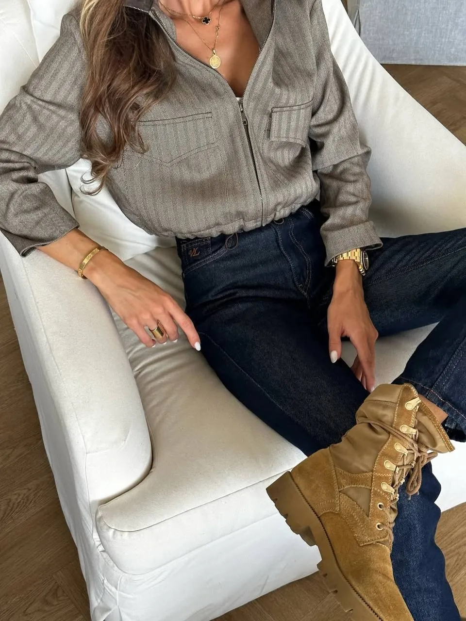 Bomber jacket with drawstring 1